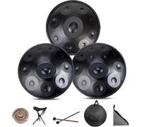 Tambour À Main 432 Hz/440 Hz, Instrument De Tambour Handpan 9/10/12 Notes, Steel Tongue Drum De 55cm, Instruments De Musique À Percussion Ensemble De Tambour À Main(BLACK-10 NOTES,440Hz)