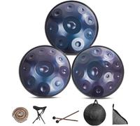 Tambour À Main 432 Hz/440 Hz, Instrument De Tambour Handpan 9/10/12 Notes, Steel Tongue Drum De 55cm, Instruments De Musique À Percussion Ensemble De Tambour À Main(BLUE-9 NOTES,432Hz)