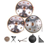 Tambour À Main 432 Hz/440 Hz, Instrument De Tambour Handpan 9/10/12 Notes, Steel Tongue Drum De 55cm, Instruments De Musique À Percussion Ensemble De Tambour À Main(GOLD+SILVER-9 NOTES,432Hz)