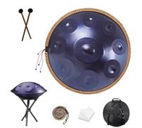 Tambour À Main 432Hz/440Hz, 22 Inches 9/10/12 Notes Handpan, avec Support et Maillets Durables, Idéal pour les Méditation, Yoga, Performances Professionnelles(Deep Purple,440HZ/12Note)