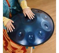 Tambour à Main 56 cm 9 10 12 Notes Handpan Drum Tambour Handpan en Acier Tonalité Ré Mineur 432 Hz 440Hz Pour la Guérison Sonore, Méditation Instrument de Percussion(Blue,432HZ/9Note)