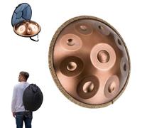 Tambour à Main 56cm Handpan D Kurd 12/9/10 tons 440Hz /432Hz Instrument en Acier avec Sac de Transport et Support, Idéal pour la Guérison Sonore et la Relaxation(Brun,440Hz/9Note)