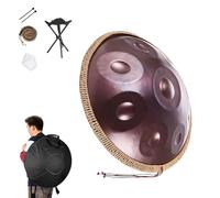 Tambour à Main 56cm Handpan D Kurd 12/9/10 tons 440Hz /432Hz Instrument en Acier avec Sac de Transport et Support, Idéal pour la Guérison Sonore et la Relaxation(Purplish-red,440Hz/9Note)