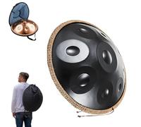 Tambour à Main 56cm Handpan D Kurd 12/9/10 tons 440Hz /432Hz Instrument en Acier avec Sac de Transport et Support, Idéal pour la Guérison Sonore et la Relaxation(Noir,432Hz/9Note)