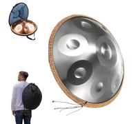 Tambour à Main 56cm Handpan D Kurd 12/9/10 tons 440Hz /432Hz Instrument en Acier avec Sac de Transport et Support, Idéal pour la Guérison Sonore et la Relaxation(Argent,432Hz/12Note)