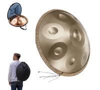 Tambour à Main 56cm Handpan D Kurd 12/9/10 tons 440Hz /432Hz Instrument en Acier avec Sac de Transport et Support, Idéal pour la Guérison Sonore et la Relaxation(Champagne,440Hz/12Note)