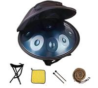 Tambour à main 9/10/12 Notes Handpan Drum 440Hz en Ré Mineur 55cm Steel Pan Drum Instruments de Percussion en Métal pour Méditation Yoga Thérapie par Le Son(Bleu,9 Notes)