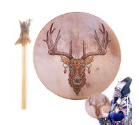 Tambour à main chaman, pour adultes, 22,7 cm, tête de cerf, fait à la main, guérisseur sonore sibérien, réflexion musicale fantôme sibérienne, multi-usage extérieur et intérieur