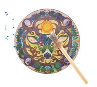 Tambour à main Chaman - Tête de 9 pouces, instrument spirituel | Fait à la main, méditation curative avec son chaman | Outil de guérison du tambour de Mno pour les amateurs de musique