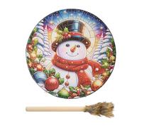 Tambour à main chamanique - Bois et polyester imitation peau de mouton 30 x 7 cm | Guérisseur sonore de Noël | Outil de sonore traditionnel pour rituel de méditation et pratique spirituelle