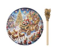 Tambour à main chamanique - Tambour chamanique - Tambour chaman de 25,4 cm en bois de Noël Chaman Adulte Tambour avec baguettes Outil de guérison du son Instrument spirituel pour Medit