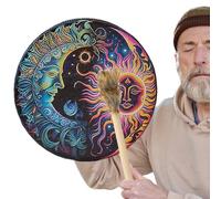 Tambour À Main Chamanique - Tambour Rond Fait À La Main En Cuir PU, Instrument De Percussion Authentique, Son Profond Résonnant | Maillet En Bois Inclus Pour Adultes, Pratique Musicale, Méditation, So