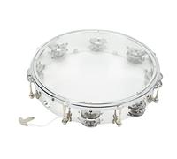 Tambour à main de 10 pouces avec tonalité réglable, instrument de percussion portable en ABS à double rangée, tambourin léger avec cloches en métal pour église, concerts, fêtes, (Transparente)