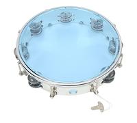 Tambour à main de 10 pouces avec tonalité réglable, percussion portable en ABS à double rangée, tambourin à cloche en métal pour les amateurs de musique, cloche à main légère et (Bleue)