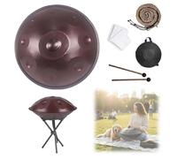 Tambour à Main en Acier 22 Pouces 432/440 Hz 9/10/12 Notes Tambour pour Handpan Drum Hand Pan, Instrument de Percussion avec Support sac Maillet et Chiffon à Poussière(Violette,440HZ/9Note)