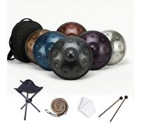 Tambour à Main en Acier 22 Pouces, Steel Hand Pan Tongue Drum D Minor 9/10/12 Tons 432/440 Hz Instrument de Percussion pour la Guérison Sonore, Méditation(Deep Purple,440HZ/9Note)