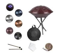 Tambour à Main en Acier de 22 Pouces 432/440 Hz 9/10/12 Notes Tambour Handpan Avec Sac à Main Souple 2 Maillets Support Handpan Drum en Acier for Sound Healing Meditation(Violette,432HZ/10Note)