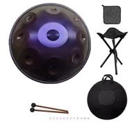 Tambour À Main En Acier De 22 Pouces, Instrument de tambour handpan avec sac de Transport et Suppor, 9/10/12 notes 440hz Handpan Steel Drum pour guérison sonore(Dark purple,12 Notes)