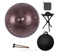 Tambour À Main En Acier De 22 Pouces, Instrument de tambour handpan avec sac de Transport et Suppor, 9/10/12 notes 440hz Handpan Steel Drum pour guérison sonore(Purple,12 Notes)
