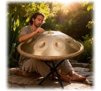 Tambour À Main En Acier De 56cm, Instrument Handpan Avancé Pour Adultes Steel Tongue Drum 9/10/12 Notes 440 Hz Son Agréable Éthéréité(Gray,12)