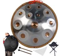 Tambour à Main en Acier en Ré Mineur 9/10/12 Tons 432/440Hz Tambour Handpan Drum Percussion Harmonique avec Sac à Dos et Trépied et Mailloches pour Guérison du Son(432HZ/12Note)