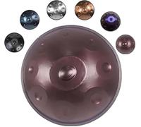 Tambour à main en acier for adultes, 432Hz/440hz, 9/10/12 Notes, Instrument de Percussion ré mineur avec maillets sac sur support, ensemble 22 pouces(Brown,432HZ/10Note)