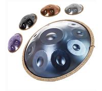 Tambour à main en acier Handpan Drum en Ré Mineur 432Hz Hand Pan Drum Tambour en Instrument de Musique pour méditation personnelle yoga 9/10/12 Notes(Bleu,9 Notes)