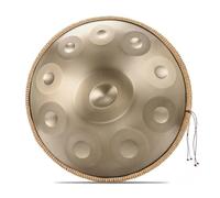 Tambour à main en Acier Handpan Drum Instrument, 56 cm D Kurd 432/440Hz 9/10/12 Notes, Instrument de percussion avec Sac, Support et Chiffon pour la Performance Artistique(Champagne,432Hz/12Note)