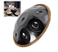 Tambour À Main En Acier Handpan pour Adultes 9/10/12 Notes instrument à tambour handpan en ré mineur, avec maillets 432Hz instrument de percussion pour débutants(Noir,10 Notes)