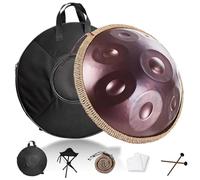 Tambour à Main en Acier pour Adultes, 22 pouces Handpan 9/10/12 Notes, 432Hz/440Hz Instrument de Percussion en Ré Mineur, Handpan pour la Méditation et la Guérison Sonore(Violet,432HZ/12Note)