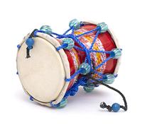Tambour à main fait à la main en bois et cuir classique indien Dumroo Damaru Percussion décorative à collectionner Instruments de musique amusants pour adultes adolescents Cadeau d'anniversaire