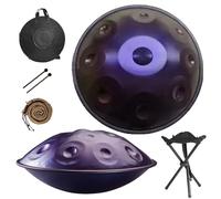 Tambour À Main, Handpan Drum, 432Hz/440Hz Steel Drum Instrument D Mineur Hand Pan Music, Producteur de Sonorités Éthérées, Débutants Et Amateurs de Musique 9/10/12 Notes(Violet foncé,440 Hz/10 notes)