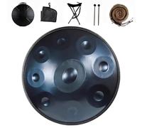 Tambour à main Handpan Drum 440Hz en Ré Mineur 56cm Steel Pan Drum 9/10/12 Notes Instruments de Percussion en Métal pour Méditation Yoga Thérapie par Le Son(Bleu,9 Notes)