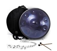 Tambour À Main Handpan en Ré Mineur Instrument de Percussion 432Hz/440Hz Tambour Handpan 9/10/12 Notes avec Sac Support Maillets Adulte Steel Drum pour Méditation Yoga(Deep Purple,440HZ/9Note)