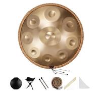 Tambour à main, instrument de tambour à main de 22 pouces 10 notes, nouvelle mise à niveau des tambours à main avancés, tambours à main en acier 432 Hz, for la guérison sonore(Gold)