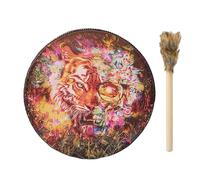 Tambour à main Shaman - Fait à la main en cuir synthétique avec marteau en bois, ton rond vintage | Design moderne et durable - Tambour de guérison spirituelle pour adultes - Cercle chamanique Rituel