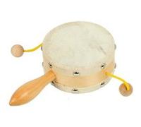 Tambour à prière en bois avec manche peau naturelle instrument musique enfant G