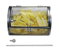 Tambour à rôtir en acier inoxydable - Panier à grill rond, cylindre rotatif antiadhésif, gobelet alimentaire robuste, accessoire de barbecue polyvalent | Avec la cuisson en plein air des grains de caf