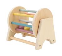 Tambour à rouler en bois, tambour à rouler en forme de cylindre pour tout-petit, jouet de coordination main-œil et de pensée logique avec 4 balles, hochet à rouler en tilleul non