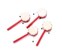 Tambour à Secouer 2 Pièces en Bois et Peau de Mouton Rouge | Jouets Traditionnels Chinois, Instruments Musicaux pour Garçon et Filles, Format 7cm, Lot de 2