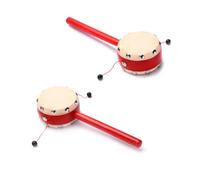 Tambour à Secouer pour Bébé 2 Pièces, Bois Rouge, Jouet Traditionnel