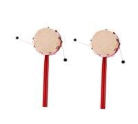 Tambour à Secouer pour Bébé 2 Pièces en Bois Rouge