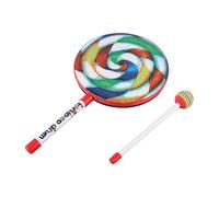 Tambour à sucettes à percussion arc-en-ciel, tambour à main en PVC multicolore avec maillet, outil sonore musical, instruments de percussion musicale pour l'éducation préscolaire (8 pouces)
