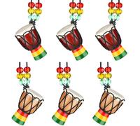 Tambour Africain Collier, 6 Pièces Instrument Colliers Djembe Tambour, Pendentif Tambour Africain, Mini Tambour Djembé, Colliers De Tambour Djembé, Idéal Pour La Décoration Et Les Cadeaux (Coloré)