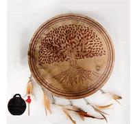 Tambour amérindien fait main en peau de buffle de 50 cm - Cérémonial chamanique avec motif totem pour musique spirituelle et rituels (cadre de 50 cm pour adultes)