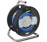 Tambour avec tube à air comprimé enroulable 20 mètres, fabriqué en Autriche, tuyau 20 m, Ø-6/12 mm, enrouleur de tuyau compact, solide et robuste, pression maximale tuyau 15 bar, noir/bleu