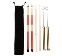 Tambour Bâton Brosse Ensemble Jazz Rétractable En Métal Fil 5A Tige En Bambou 19 Faisceau Bâton Sac En Peluche (Or)
