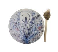 Tambour Chaman 25 Cm - Tambours À Main Arbre De Vie | Grosse Caisse De Thérapie Sonore Spirituelle | Tambour Musical Sibérien | Peau Naturelle Avec Motifs D'animaux Et Revêtement En Cuir Pour La Réfle