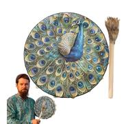 Tambour chaman fait à la main - Instrument natif sibérien de 9,8 pouces, conception d'oiseau | Tambour spirituel pour méditation, rituels chamaniques, pleine conscience, exercice musical