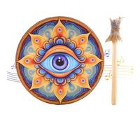 Tambour chaman fait à la main : tambours de chaman en bois avec | Outil de du son de méditation, tambour à main de conception décorative, parfait pour les cérémonies, les voyages